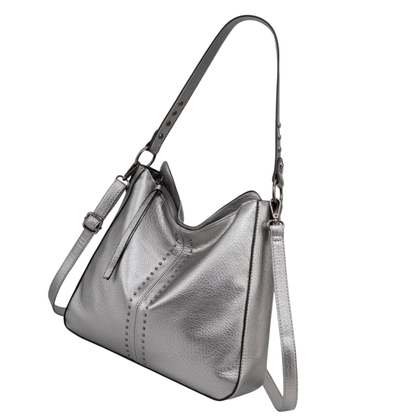 Bolso plateado hobo bag confortable y util