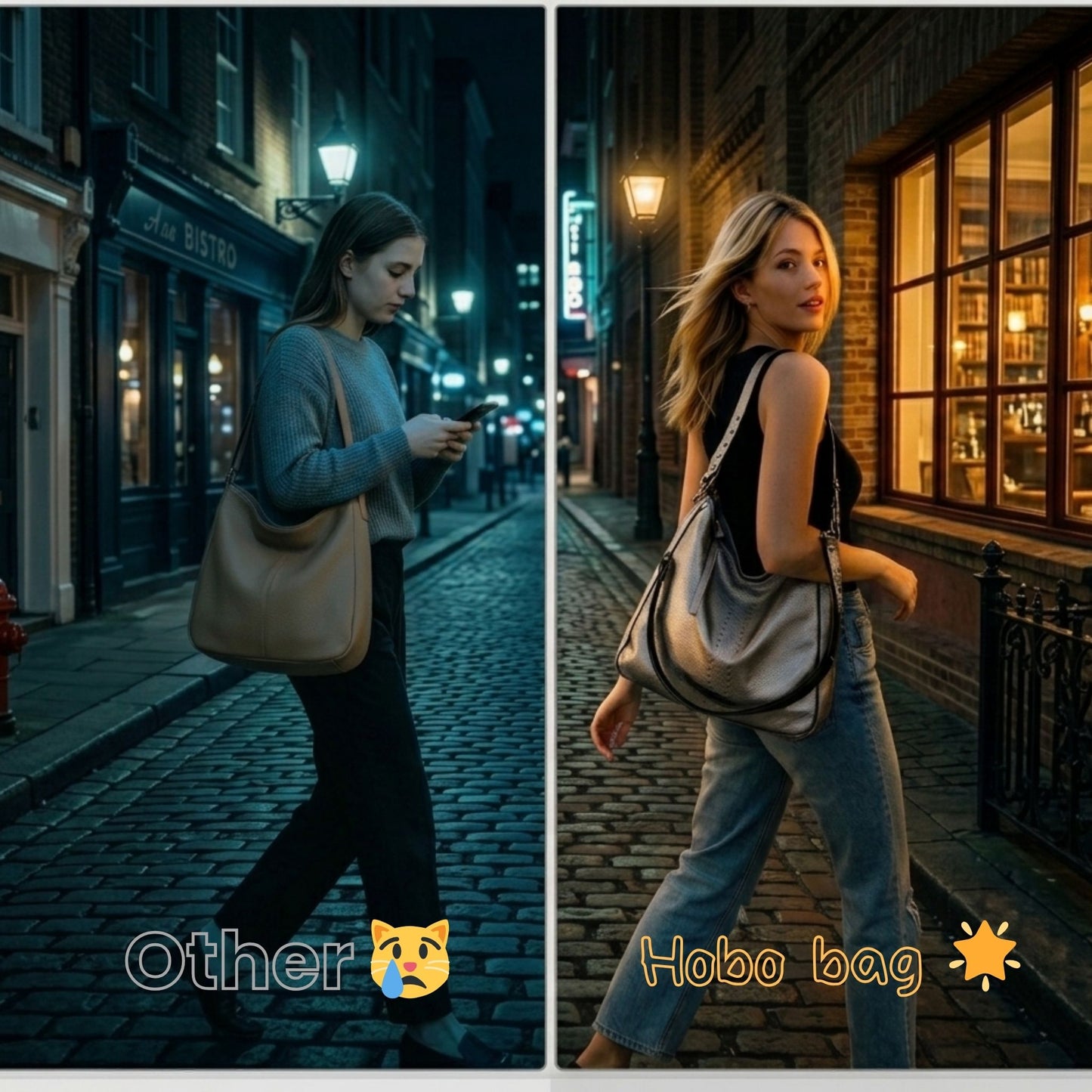 Bolso plateado hobo bag confortable y util